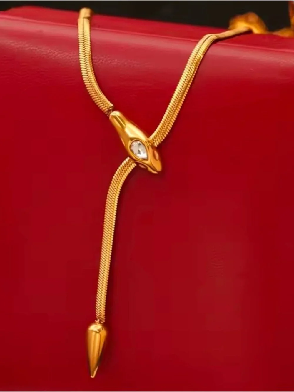 Gold Snake Y-Lariat Necklace